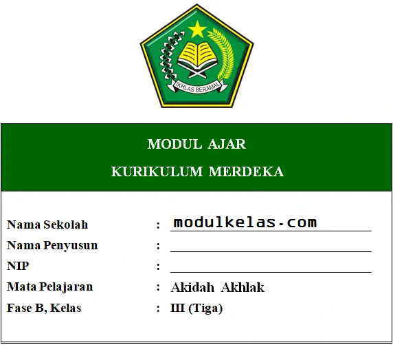 Modul Ajar Akidah Akhlak Kelas 3 MI Kurikulum Merdeka