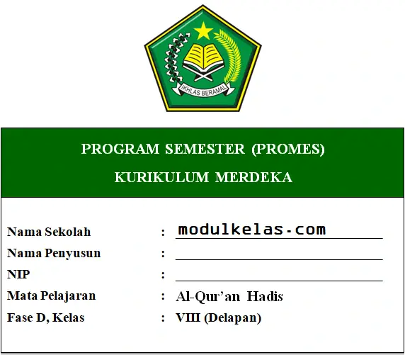 Promes Al-Qur’an Hadis Kelas 8 Fase D Kurikulum Merdeka