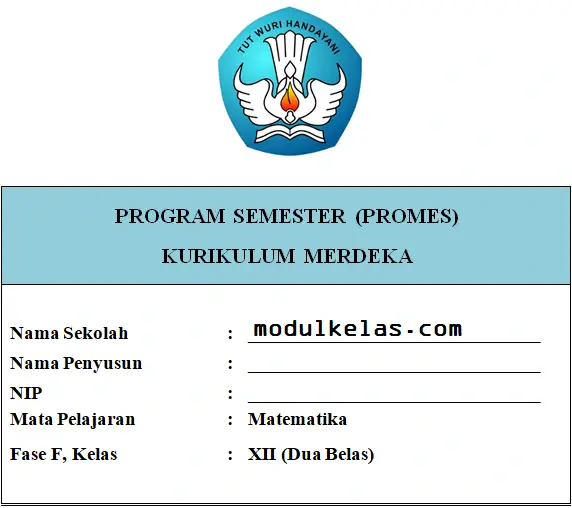 Promes Matematika Kelas 12 Fase F Kurikulum Merdeka