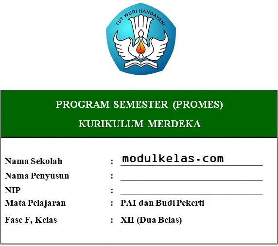 Promes PAI dan Budi Pekerti Kelas 12 Kurikulum Merdeka