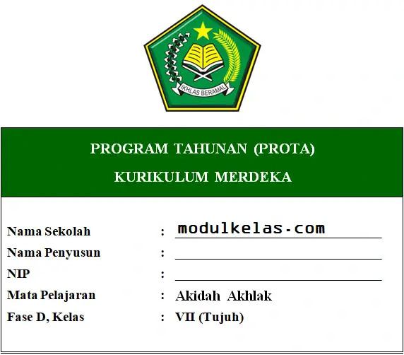 Prota Akidah Akhlak Kelas 7 Fase D Kurikulum Merdeka