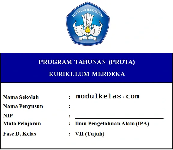 Prota IPA Kelas 7 SMP/MTs Fase D Kurikulum Merdeka