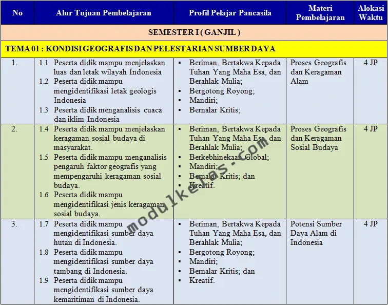 Program Tahunan (Prota) IPS Kelas 8 SMP Fase D Kurikulum Merdeka