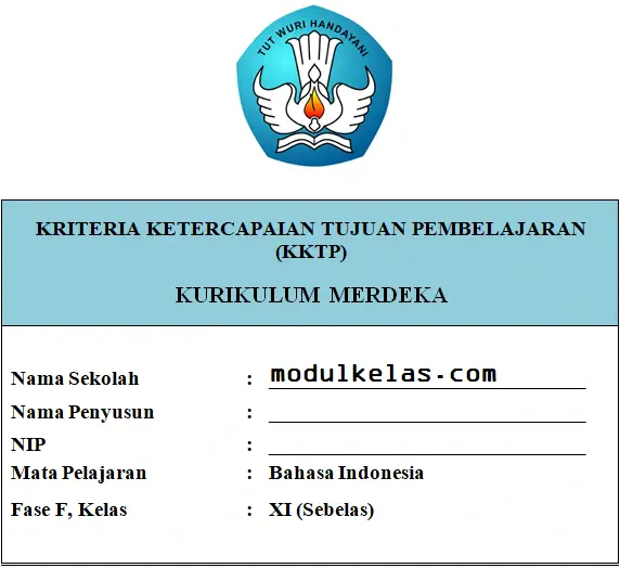 KKTP Bahasa Indonesia Kelas 11 Fase F Kurikulum Merdeka