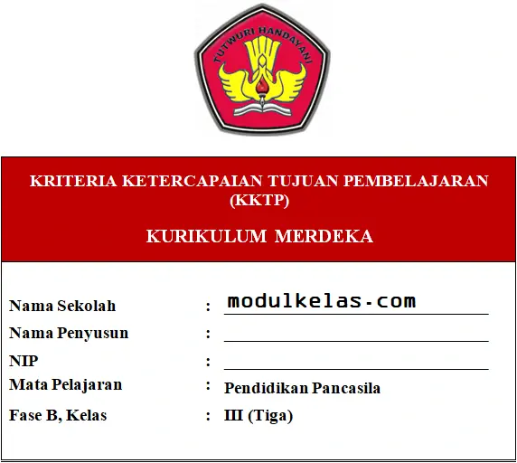 KKTP Pendidikan Pancasila Kelas 3 Fase B Kurikulum Merdeka