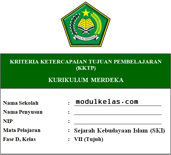 KKTP SKI Kelas 7 MTs Fase D Kurikulum Merdeka