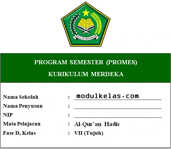 Promes Al-Qur’an Hadis Kelas 7 Fase D Kurikulum Merdeka