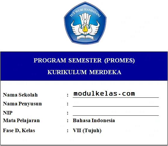 Promes Bahasa Indonesia Kelas 7 Fase D Kurikulum Merdeka