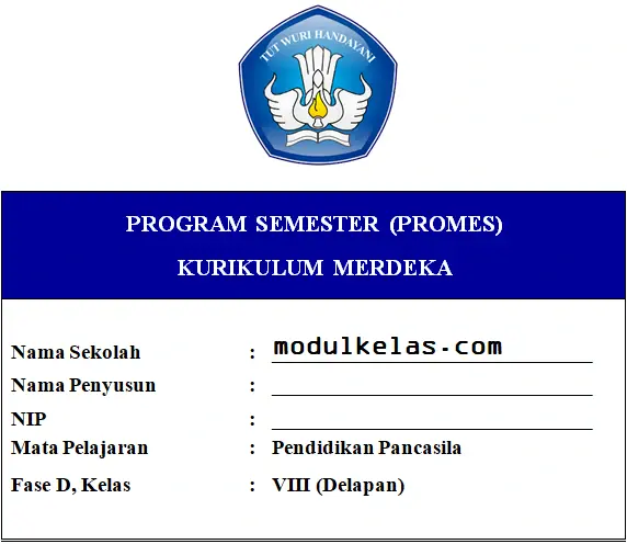 Promes Pendidikan Pancasila Kelas 8 Fase D Kurikulum Merdeka