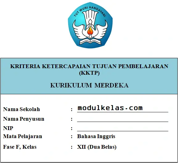 KKTP Bahasa Inggris Kelas 12 Fase F Kurikulum Merdeka
