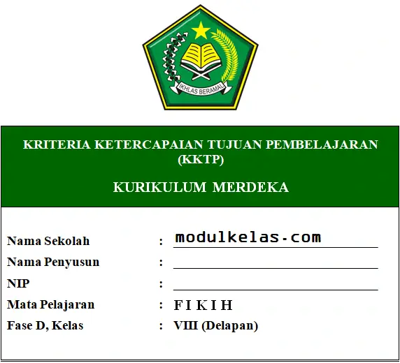 KKTP Fikih Kelas 8 MTs Fase D Kurikulum Merdeka
