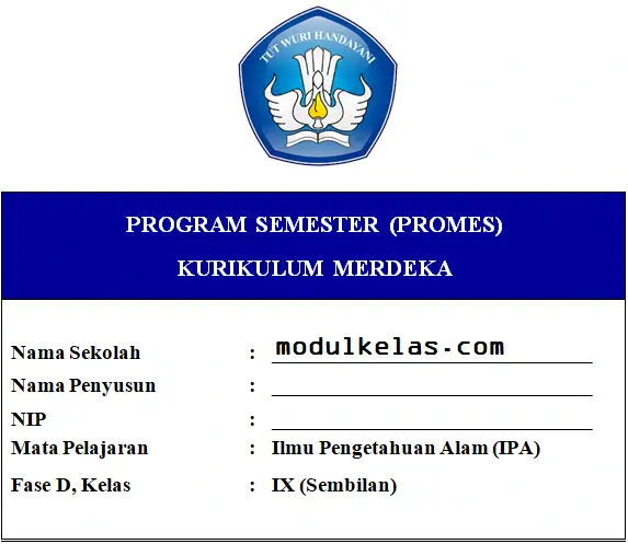 Promes IPA Kelas 9 SMP/MTs Fase D Kurikulum Merdeka
