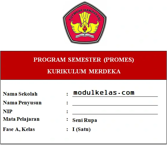 Promes Seni Rupa Kelas 1 SD/MI Fase A Kurikulum Merdeka