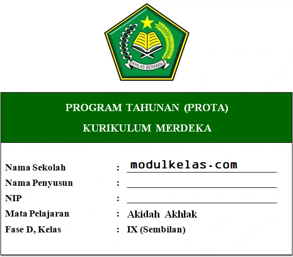Prota Akidah Akhlak Kelas 9 Fase D Kurikulum Merdeka