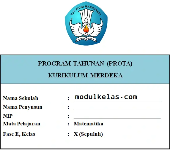 Prota Matematika Kelas 10 SMA/MA Fase E Kurikulum Merdeka