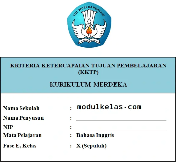 KKTP Bahasa Inggris Kelas 10 Fase E Kurikulum Merdeka