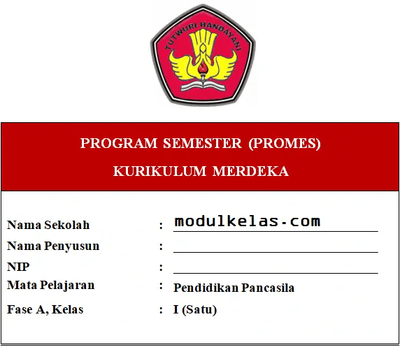 Promes Pendidikan Pancasila Kelas 1 Fase A Kurikulum Merdeka