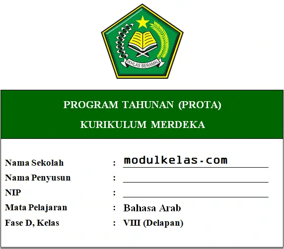 Prota Bahasa Arab Kelas 8 Fase D Kurikulum Merdeka