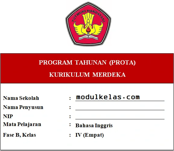 Prota Bahasa Inggris Kelas 4 Fase B Kurikulum Merdeka