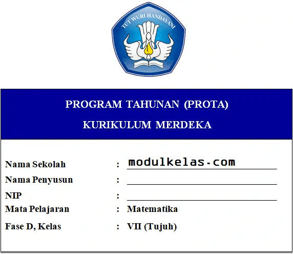 Prota Matematika Kelas 7 Fase D Kurikulum Merdeka