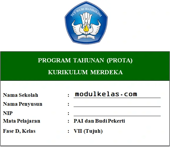 Prota PAI dan Budi Pekerti Kelas 7 Fase D Kurikulum Merdeka