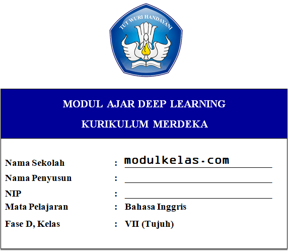 (Deep Learning) Modul Ajar Bahasa Inggris Kelas 7 SMP/MTs