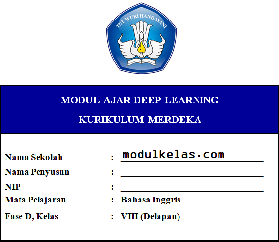 (Deep Learning) Modul Ajar Bahasa Inggris Kelas 8 SMP/MTs