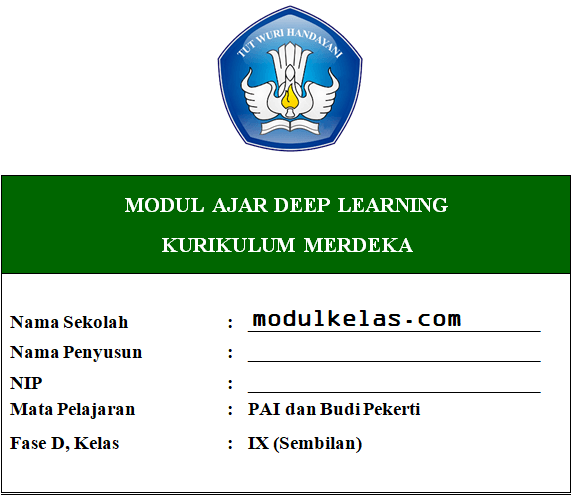 (Deep Learning) Modul Ajar PAI dan Budi Pekerti Kelas 9