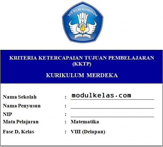 KKTP Matematika Kelas 8 Fase D Kurikulum Merdeka
