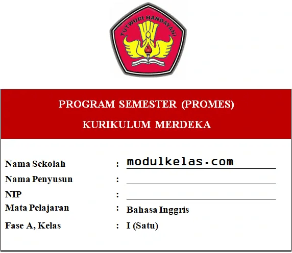 Promes Bahasa Inggris Kelas 1 Fase A Kurikulum Merdeka