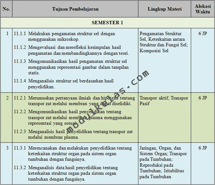 Prota (Program Tahunan) Biologi Kelas 11