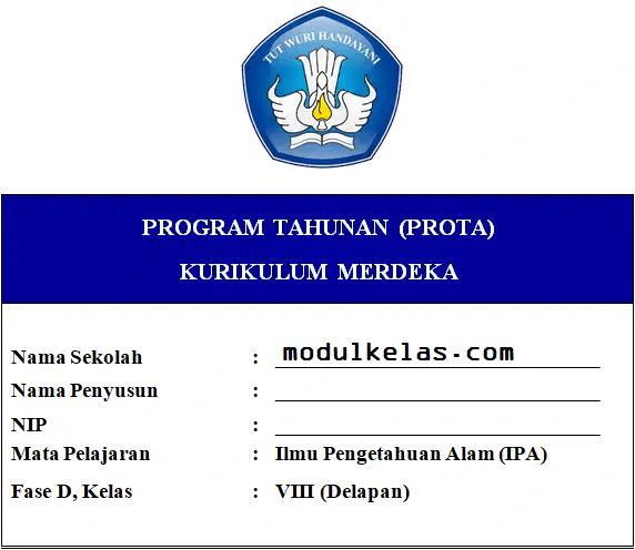 Prota IPA Kelas 8 SMP/MTs Fase D Kurikulum Merdeka