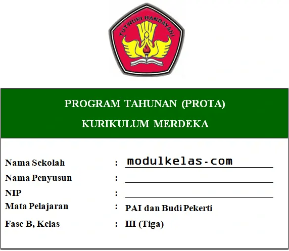 Prota PAI dan Budi Pekerti Kelas 3 Fase B Kurikulum Merdeka
