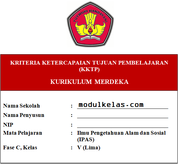 KKTP IPAS Kelas 5 SD/MI Fase C Kurikulum Merdeka