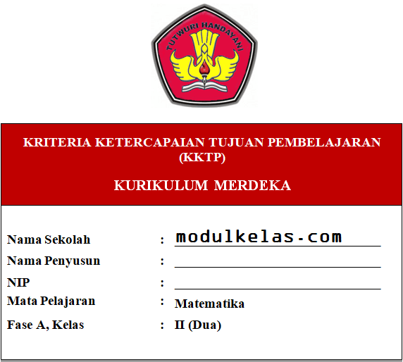 KKTP Matematika Kelas 2 SD/MI Fase A Kurikulum Merdeka