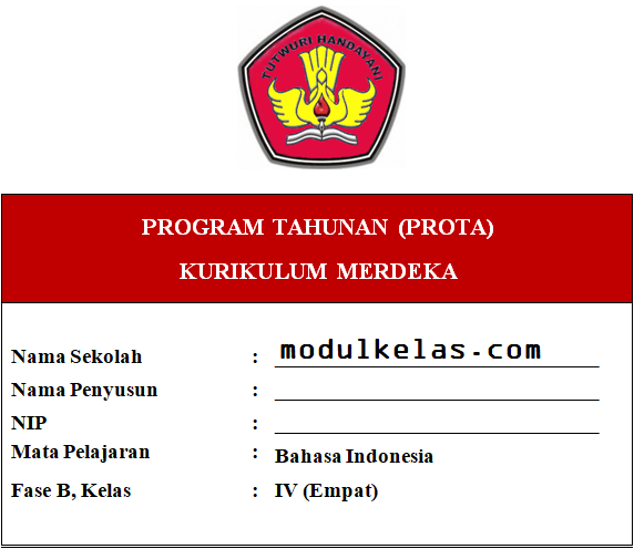 Prota Bahasa Indonesia Kelas 4 Fase B Kurikulum Merdeka