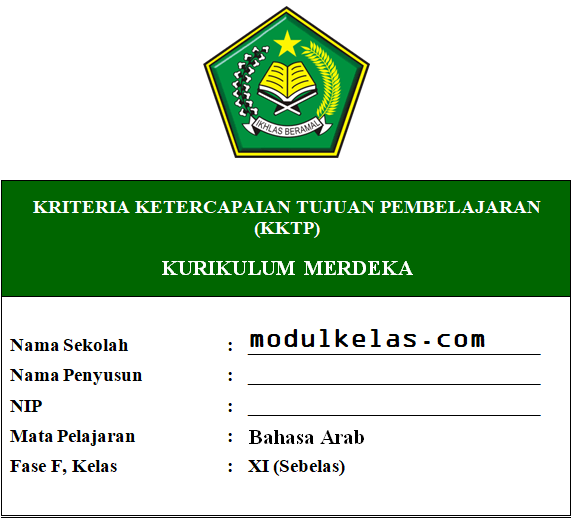 KKTP Bahasa Arab Kelas 11 Fase F Kurikulum Merdeka