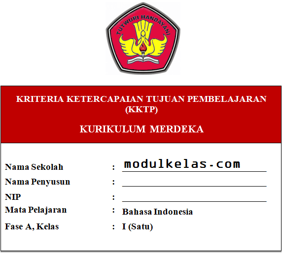 KKTP Bahasa Indonesia Kelas 1 Fase A Kurikulum Merdeka