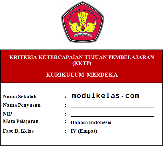KKTP Bahasa Indonesia Kelas 4 Fase B Kurikulum Merdeka