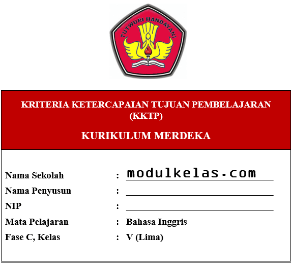 KKTP Bahasa Inggris Kelas 5 Fase C Kurikulum Merdeka
