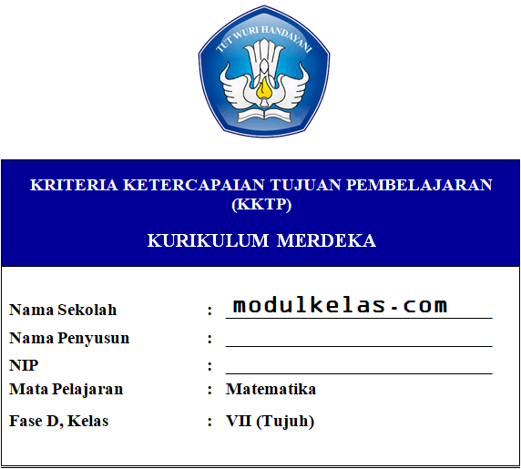 KKTP Matematika Kelas 7 Fase D Kurikulum Merdeka