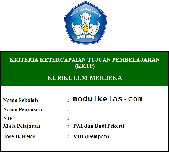 KKTP PAI dan Budi Pekerti Kelas 8 Fase D Kurikulum Merdeka
