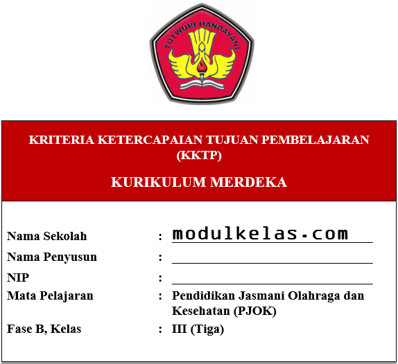 KKTP PJOK Kelas 3 SD/MI Fase B Kurikulum Merdeka