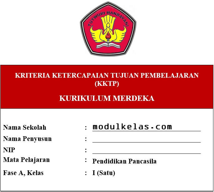 KKTP Pendidikan Pancasila Kelas 1 Fase A Kurikulum Merdeka