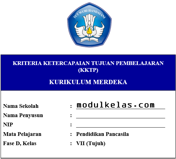 KKTP Pendidikan Pancasila Kelas 7 Fase D Kurikulum Merdeka