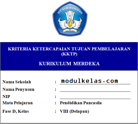 KKTP Pendidikan Pancasila Kelas 8 Fase D Kurikulum Merdeka