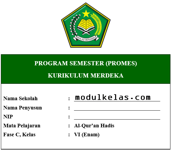 Promes Al-Qur’an Hadis Kelas 6 Fase C Kurikulum Merdeka