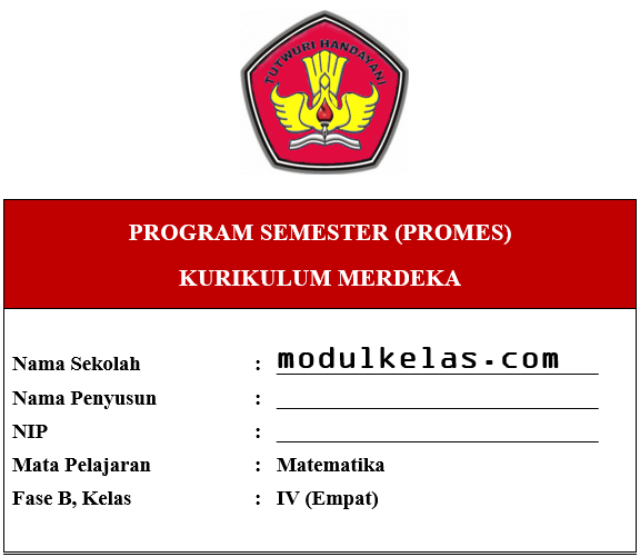Promes Matematika Kelas 4 Fase B Kurikulum Merdeka