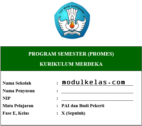 Promes PAI dan Budi Pekerti Kelas 10 Kurikulum Merdeka