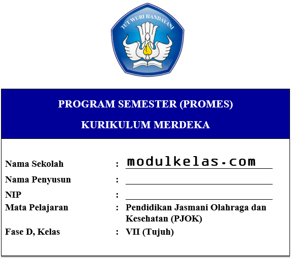 Promes PJOK Kelas 7 SMP/MTs Fase D Kurikulum Merdeka